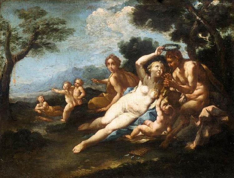Michele Rocca Satyr Crowned by a Nymph oil painting image